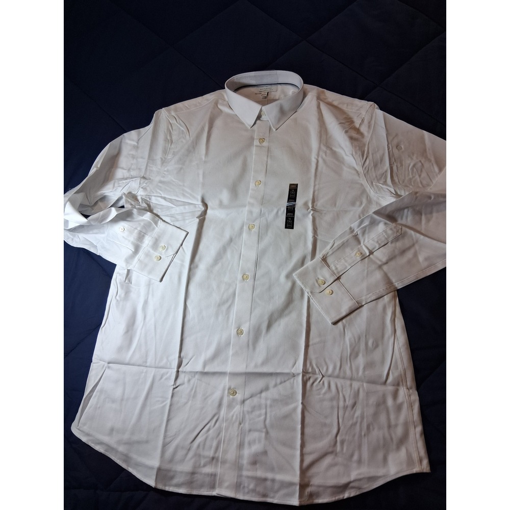 Banana Republic Mens XL Tall White Wrinkle Resistant Slim Fit Untucked Shirt